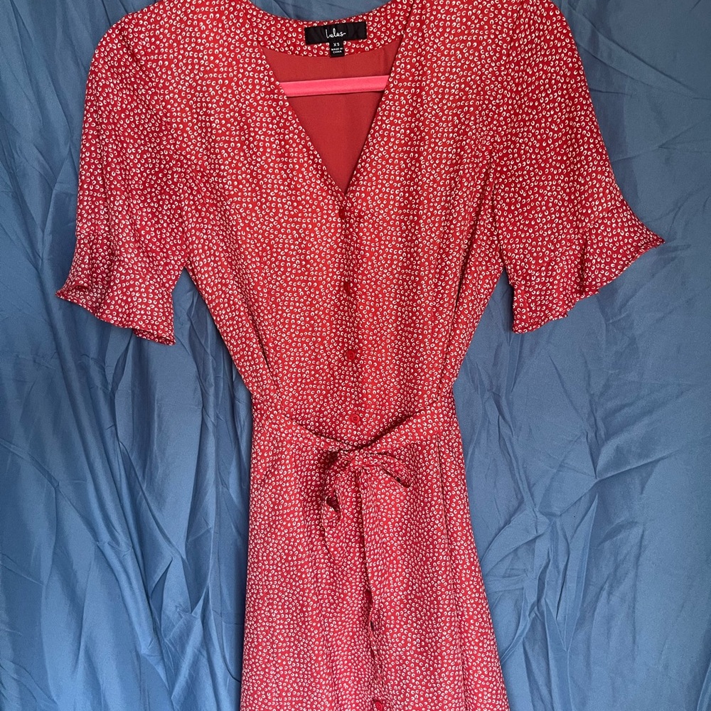 Lulu's Red Floral Midi Dress
